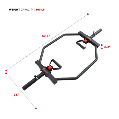 Sunny Health & Fitness Olympic Hex Barbell, Home Gym Workout Fitness, Swivel Handles, Diamond Knurling, Safety Clips, Heavy-Duty Frame, 400 Lbs Capacity, for Strength Training Deadlifts Shrugs